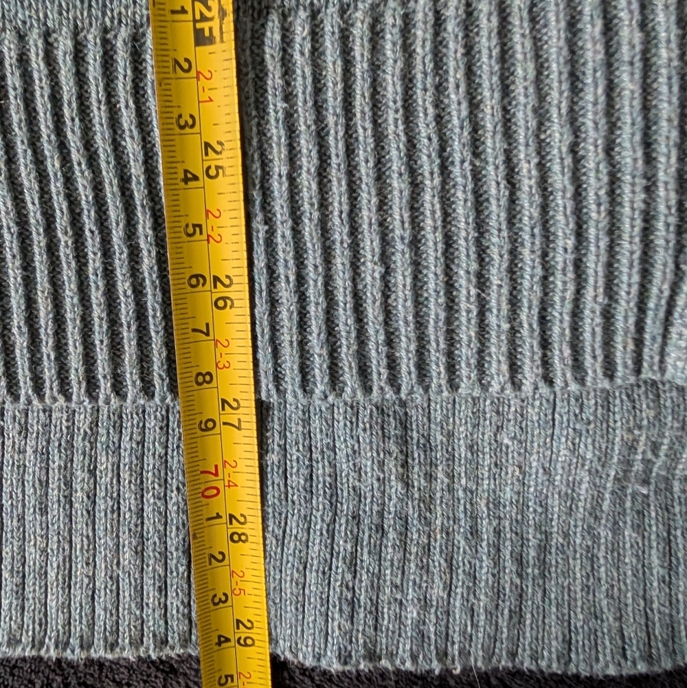 Tahari Coastal Teal V Neck Sweater Tunic  Lagenlook Buttons OfficeCore Cozy Sz S image 9